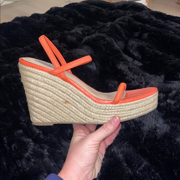 Steve Madden Bright Orange Wedge Sandals - Picture 3 of 5